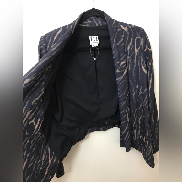 HAUTE Hippie Womens Animal Print Open Front Lined Asymmetrical Blazer Size 8 - Picture 8 of 16